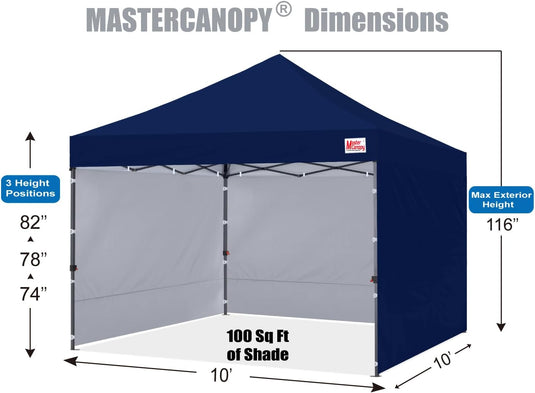 Leisure Sports Easy Pop-Up Canopy Tent with Sidewalls - 8x8, 10x10, 12x12