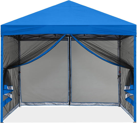 Leisure Sports Pop-Up Easy Setup Outdoor Canopy Tent with Netting Screen Walls - 8x8, 10x10