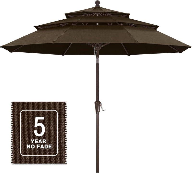best non fade patio umbrella MASTERCANOPY 9ft 3-Tier Olefin Patio Umbrella with Tilt Crank 5-Year-N