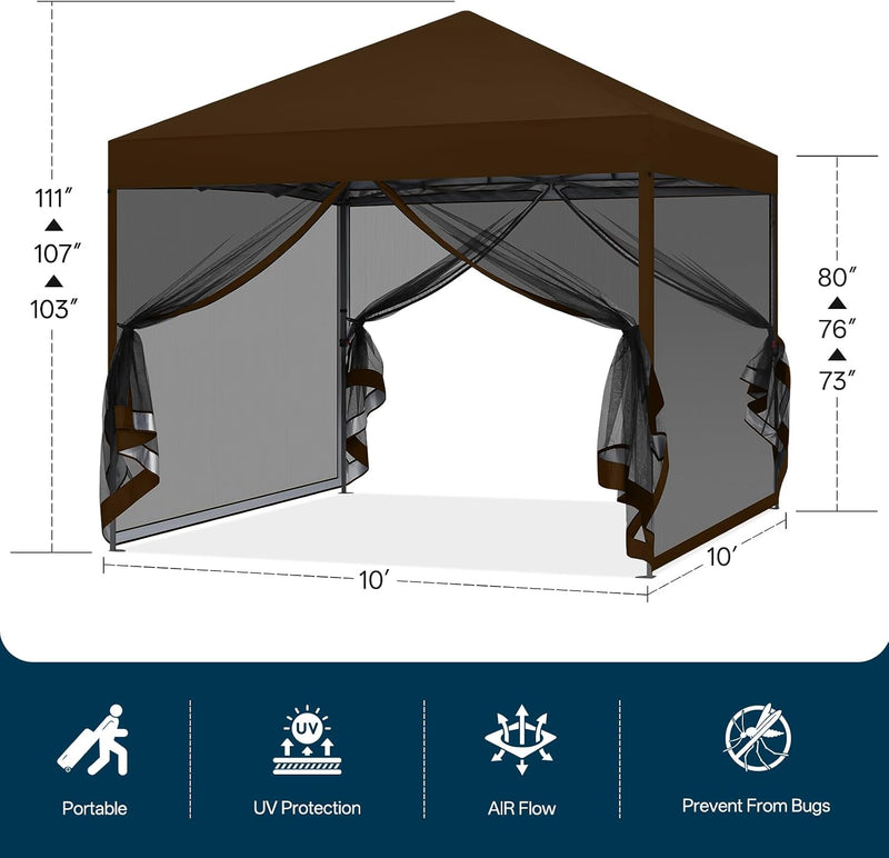 Load image into Gallery viewer, Leisure Sports Pop-Up Easy Setup Outdoor Canopy Tent with Netting Screen Walls - 8x8, 10x10
