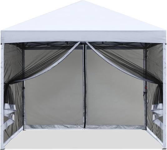 Leisure Sports Pop-Up Easy Setup Outdoor Canopy Tent with Netting Screen Walls - 8x8, 10x10