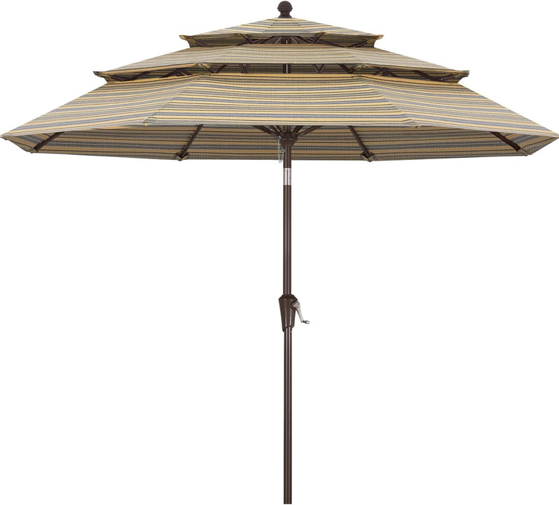 corsica patio umbrella tan olefin 9 x 7-ft Tilt | Auto-Tilt, Fade-Proof, Wind Resistant | Commercial Grade | Sunbrella Antique Beige Adopted tiger spraying technique MASTERCANOPY 9ft 3-Tier Olefin Patio