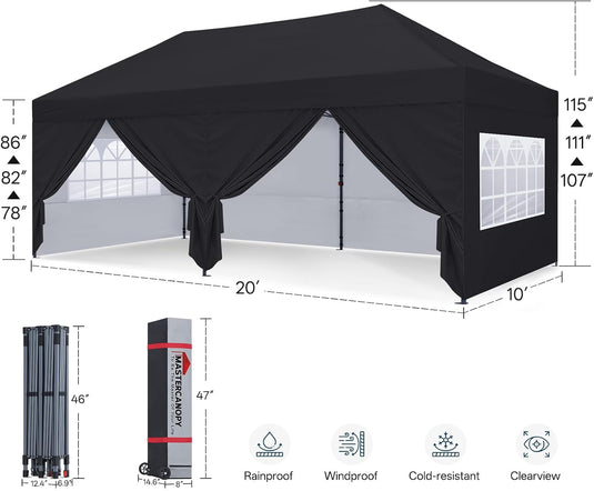 Leisure Sports Pop-Up Canopy Tent with Church Window Sidewalls - 10x10, 10x20