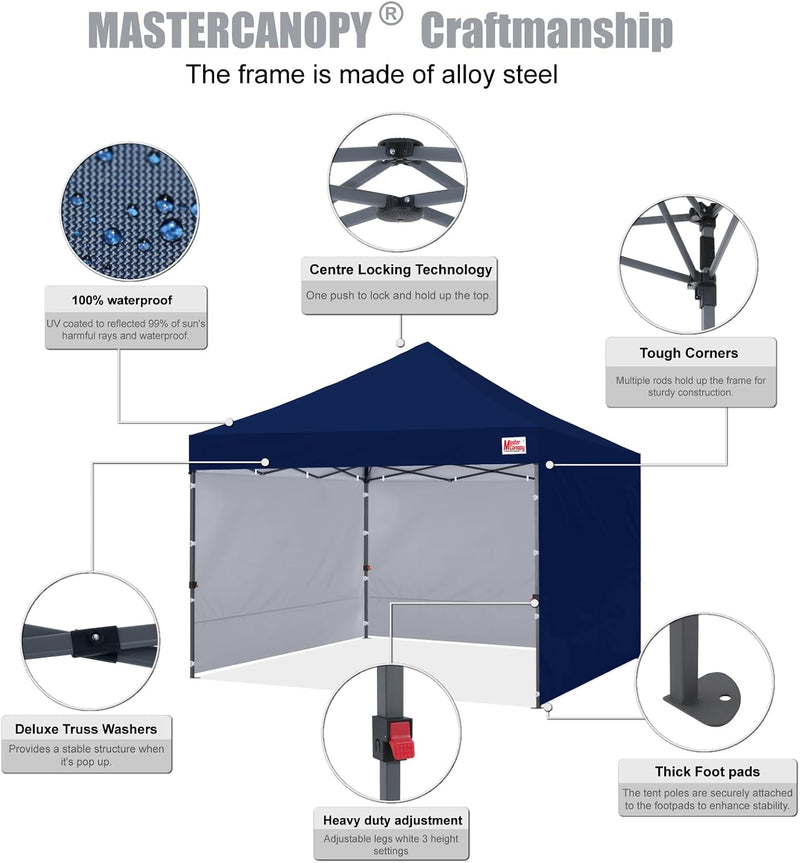 Load image into Gallery viewer, Leisure Sports Easy Pop-Up Canopy Tent with Sidewalls - 8x8, 10x10, 12x12
