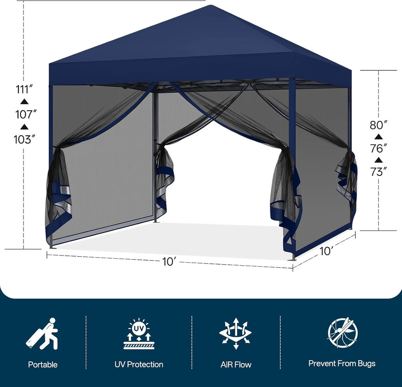 Load image into Gallery viewer, Leisure Sports Pop-Up Easy Setup Outdoor Canopy Tent with Netting Screen Walls - 8x8, 10x10
