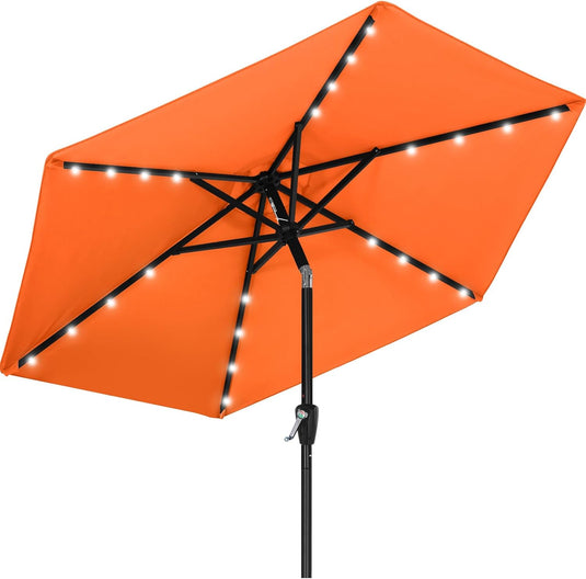 MASTERCANOPY Patio Umbrella with 32 Solar LED Lights 8 Ribs