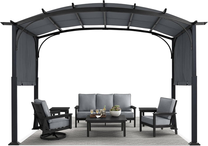 MASTERCANOPY Outdoor Retractable Pergola with Sun Shade Patio Garden Pergola