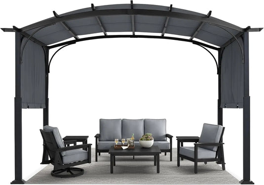 MASTERCANOPY Outdoor Retractable Pergola with Sun Shade Patio Garden Pergola