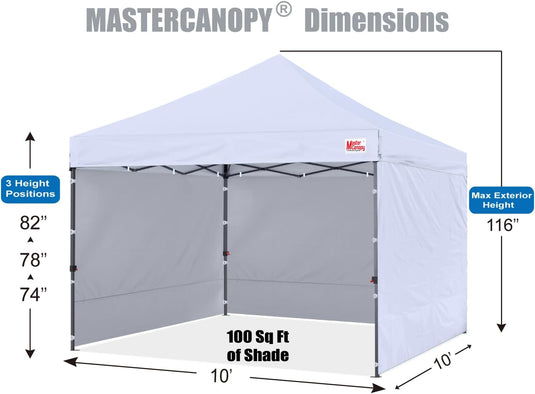 Leisure Sports Easy Pop-Up Canopy Tent with Sidewalls - 8x8, 10x10, 12x12