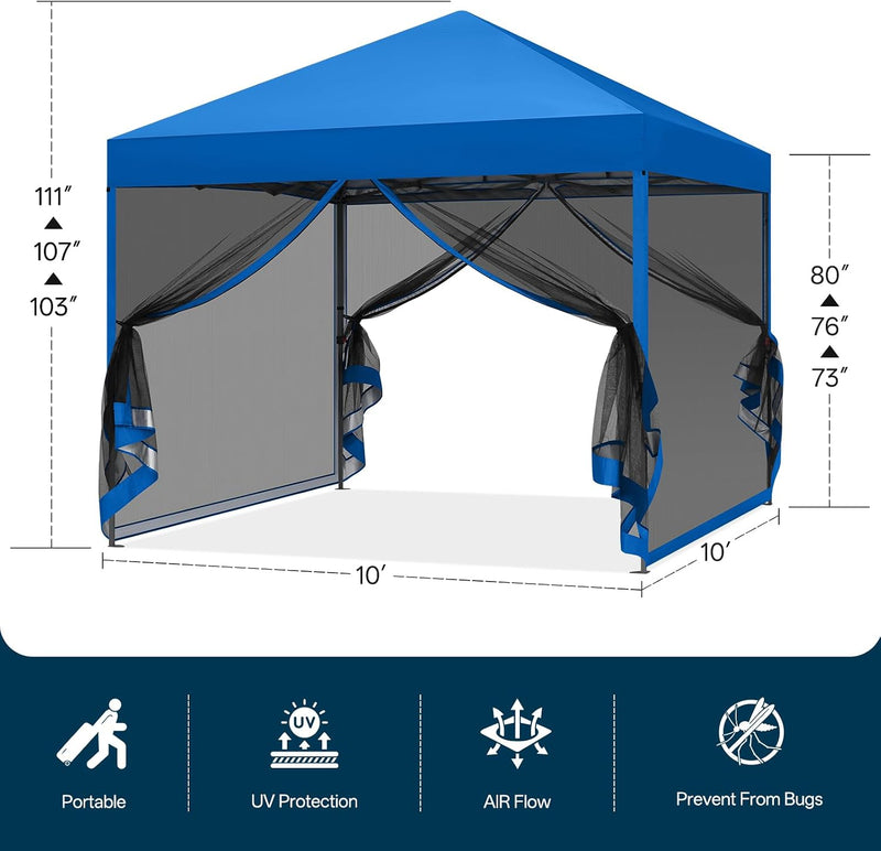 Load image into Gallery viewer, Leisure Sports Pop-Up Easy Setup Outdoor Canopy Tent with Netting Screen Walls - 8x8, 10x10
