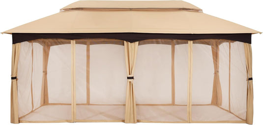 10x20 Outdoor Patio Gazebo with Steel Frame and Netting Walls-CA