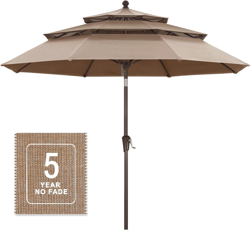 MASTERCANOPY 9ft 3-Tier Olefin Patio Umbrella 5-Year-Non-Fading