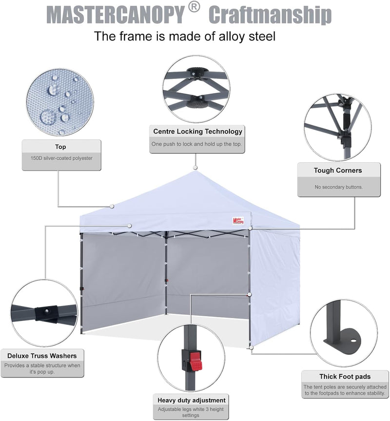 Load image into Gallery viewer, Leisure Sports Easy Pop-Up Canopy Tent with Sidewalls - 8x8, 10x10, 12x12
