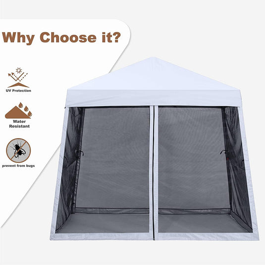 Leisure Sports Stable Pop-Up Canopy Tent with Mosquito Netting - 8x8, 10x10, 11x11