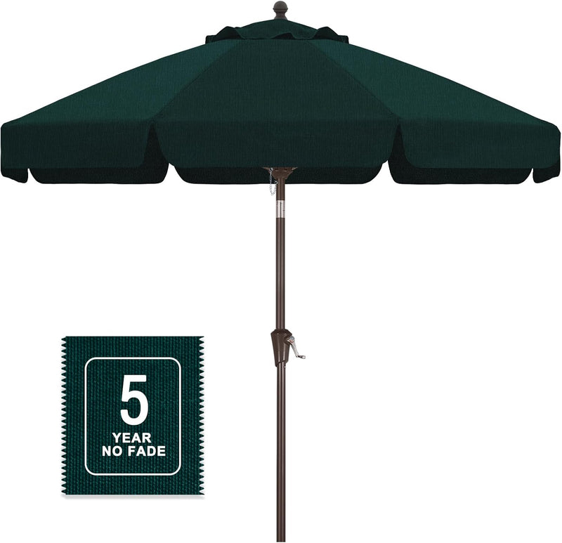 MASTERCANOPY Valance Patio Umbrella for Outdoor Table Market 8 Ribs 9FT / Forest Green