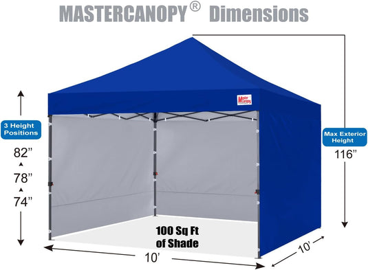 Leisure Sports Easy Pop-Up Canopy Tent with Sidewalls - 8x8, 10x10, 12x12
