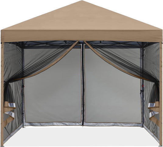 Leisure Sports Pop-Up Easy Setup Outdoor Canopy Tent with Netting Screen Walls - 8x8, 10x10