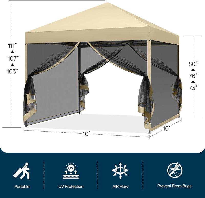 Load image into Gallery viewer, Leisure Sports Pop-Up Easy Setup Outdoor Canopy Tent with Netting Screen Walls - 8x8, 10x10
