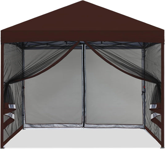 Leisure Sports Pop-Up Easy Setup Outdoor Canopy Tent with Netting Screen Walls - 8x8, 10x10