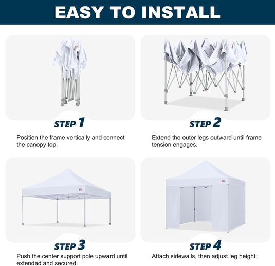 Mastercanopy Core-35 Premium Heavy Duty Instant Canopy Tent with Sidewalls - 10x10, 10x15, 10x20
