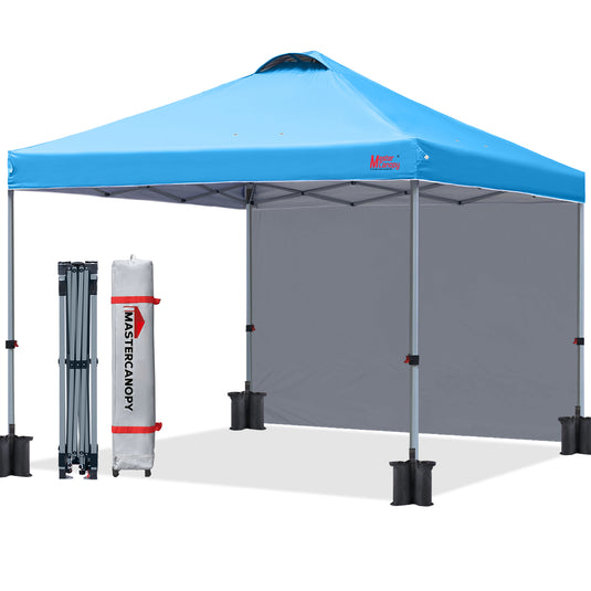 Leisure Sports Durable Ez Pop-Up Canopy Tent with One Sidewall - 8x8, 10x10, 12x12