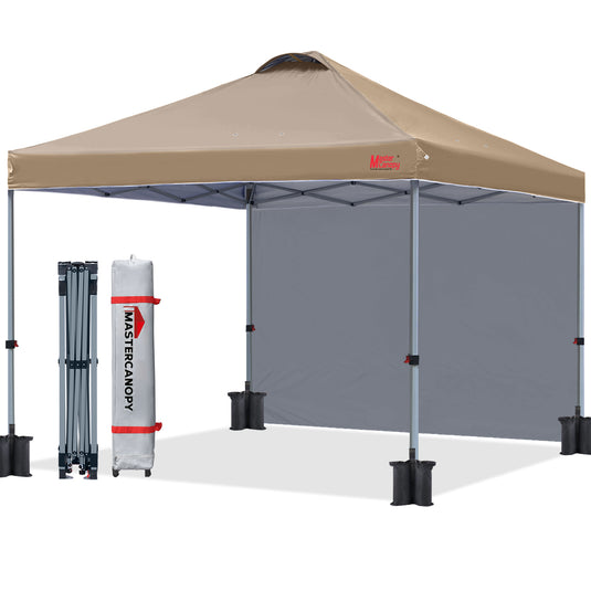 Leisure Sports Durable Ez Pop-Up Canopy Tent with One Sidewall - 8x8, 10x10, 12x12