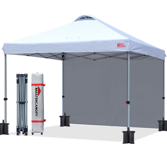 Leisure Sports Durable Ez Pop-Up Canopy Tent with One Sidewall - 8x8, 10x10, 12x12
