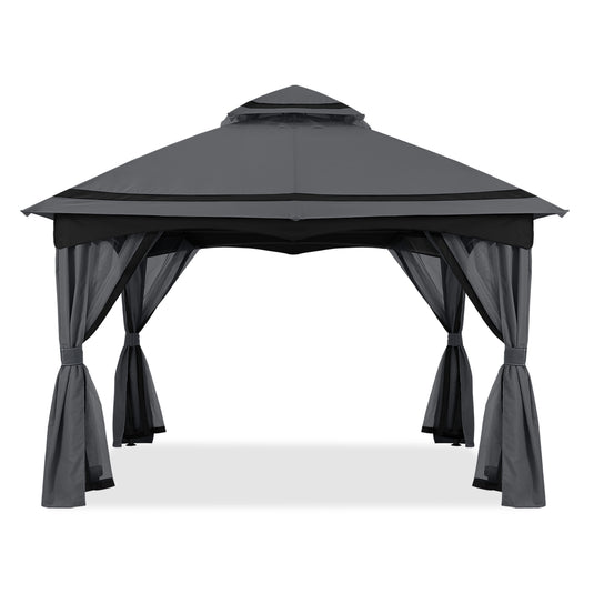 8x8/10x10/x10x12 Outdoor Double Soft-Top Patio Gazebo with Mosquito Netting