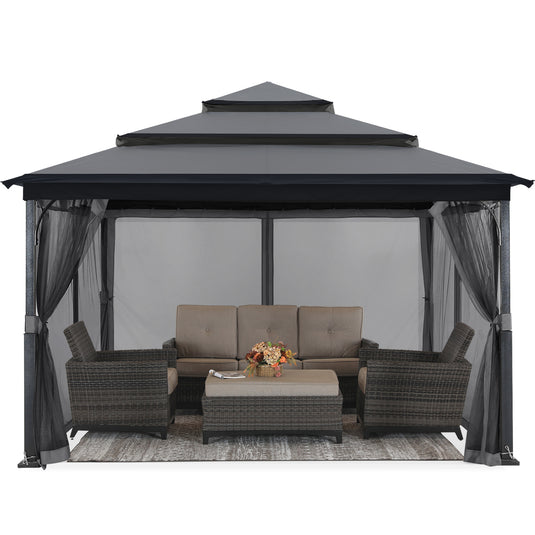 12x12 Soft Top Outdoor Garden Patio Gazebo with Mosquito Netting