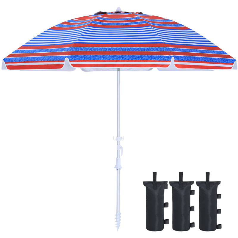 Load image into Gallery viewer, 8 Ribs Beach Umbrella Windproof 50+ UV Protection, with Sandbags and Carry Bag
