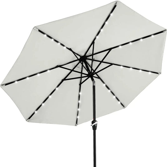 MASTERCANOPY Patio Umbrella with 32 Solar LED Lights 6/8 Ribs-CA