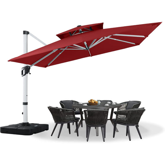 MASTERCANOPY Cantilever Patio Umbrella  Square Hanging with Double Layer Top