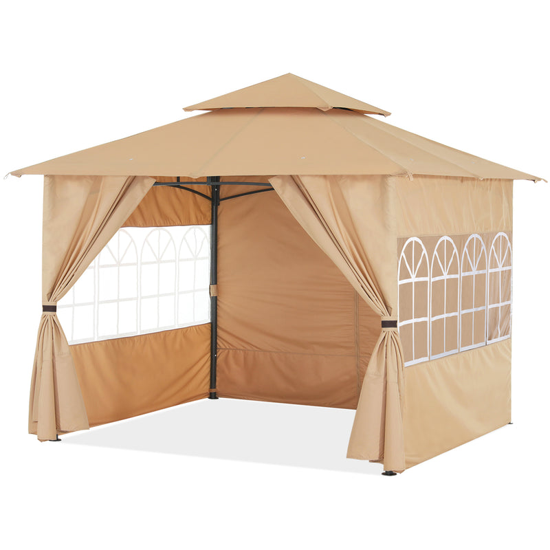 Load image into Gallery viewer, 9x9/10x12/11x11 Patio Outdoor Gazebo Steel Frame with Windows Curtains
