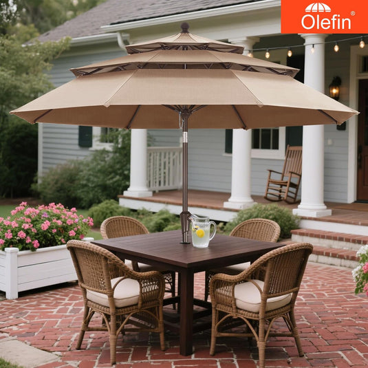 MASTERCANOPY 9ft 3-Tier Olefin Patio Umbrella 5-Year-Non-Fading