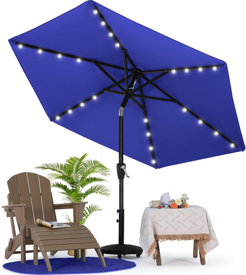 Load image into Gallery viewer, MASTERCANOPY Patio Umbrella with 32 Solar LED Lights 8 Ribs
