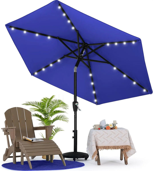MASTERCANOPY Patio Umbrella with 32 Solar LED Lights 6/8 Ribs-CA