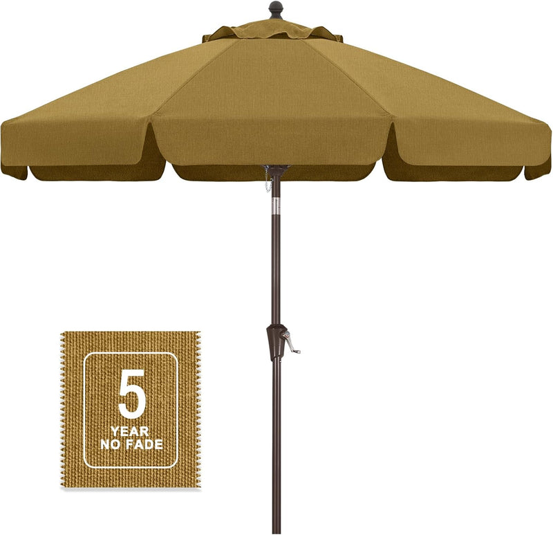 MASTERCANOPY Valance Patio Umbrella for Outdoor Table Market -8 Ribs (9ft, Khaki)