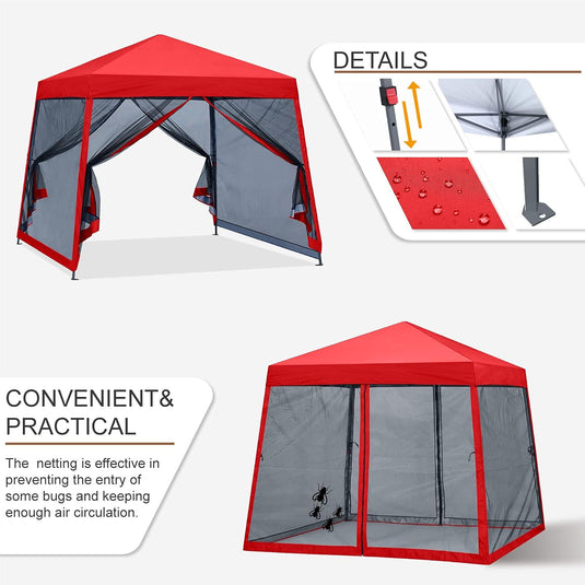 Leisure Sports Stable Pop-Up Canopy Tent with Mosquito Netting - 8x8, 10x10, 11x11