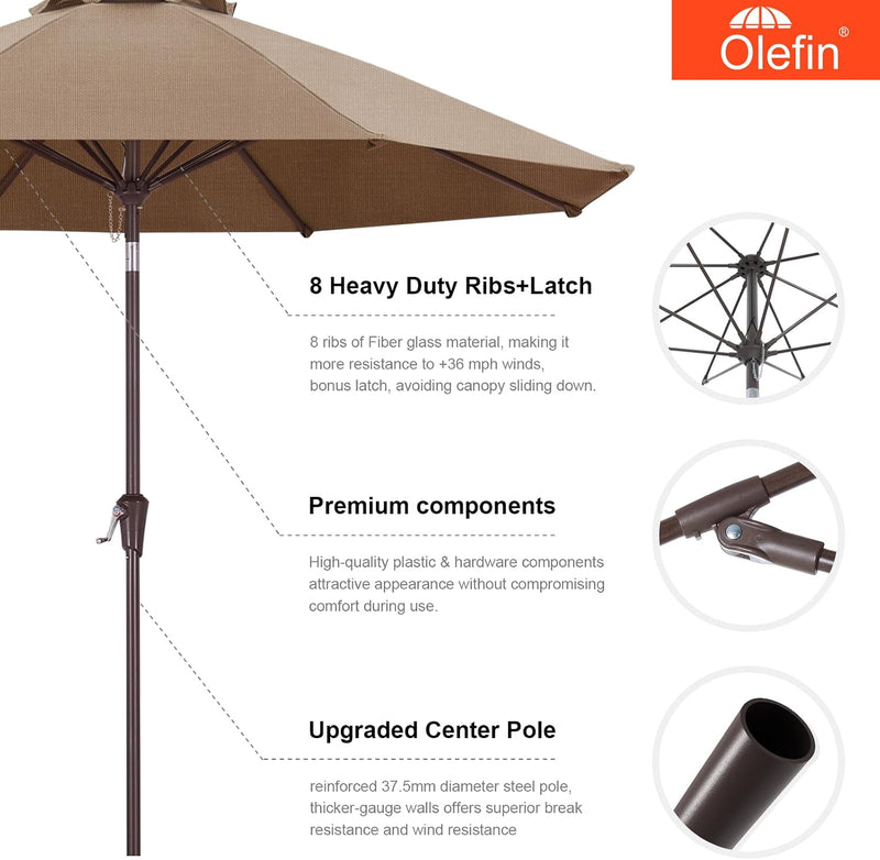 Load image into Gallery viewer, MASTERCANOPY Olefin 5-Year-Non-Fading 9ft Patio Outdoor Table Umbrella 8 Ribs
