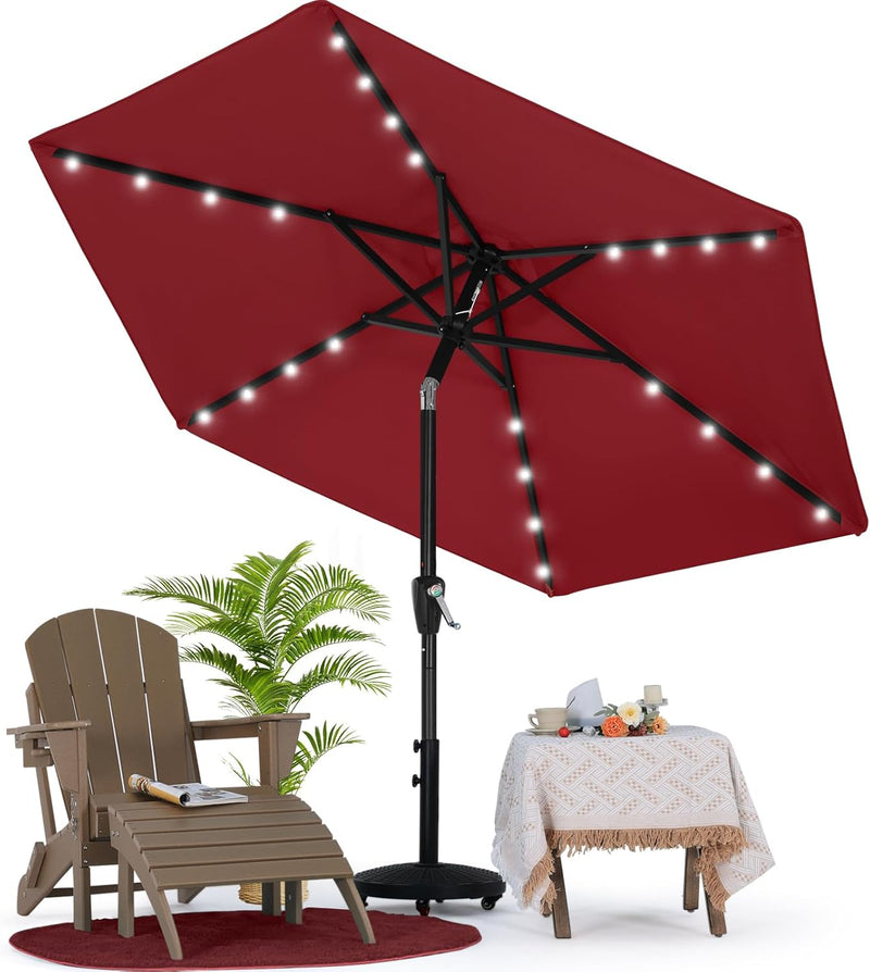 Load image into Gallery viewer, MASTERCANOPY Patio Umbrella with 32 Solar LED Lights 6/8 Ribs-CA
