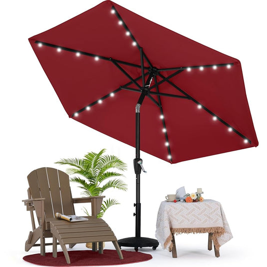 MASTERCANOPY Patio Umbrella with 32 Solar LED Lights 6&8 Ribs