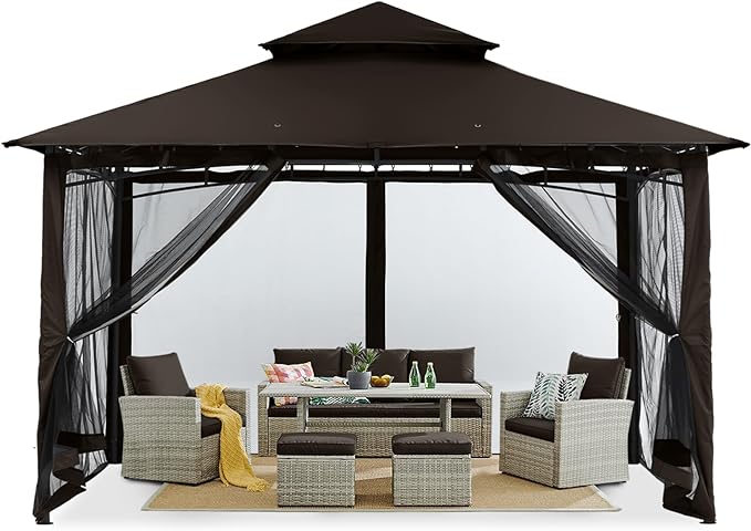 Load image into Gallery viewer, 8x8/10x10/10x12 Outdoor Garden Patio Gazebo with Stable Steel Farme and Netting Walls
