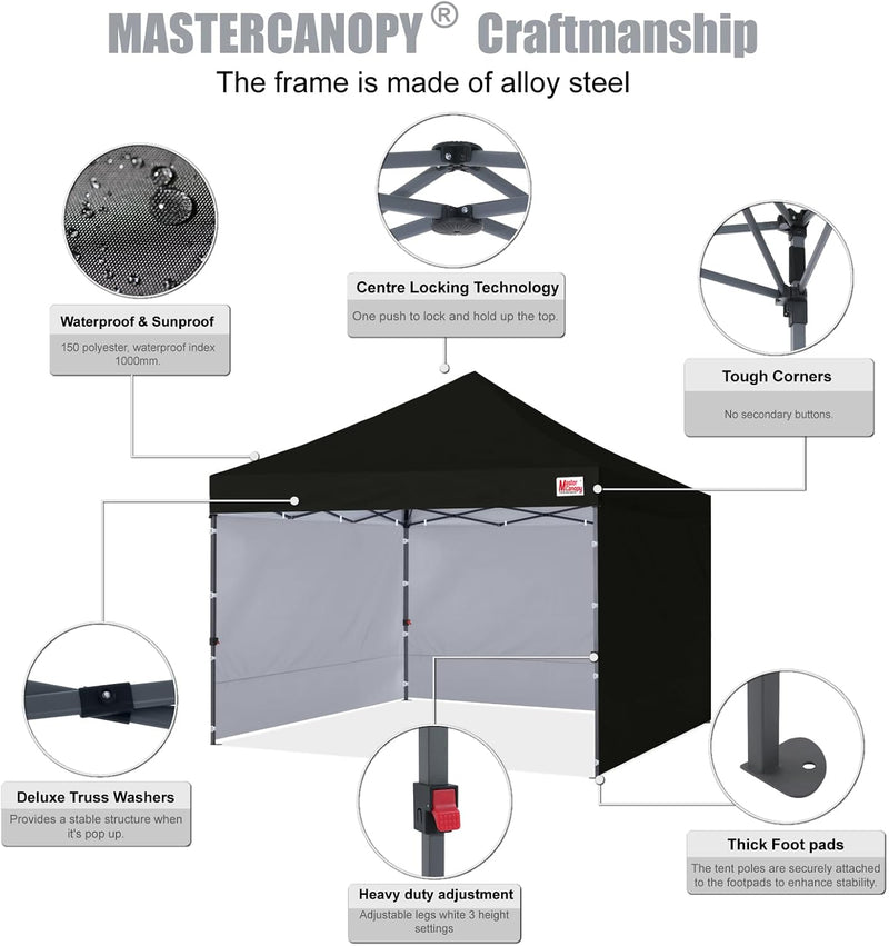 Load image into Gallery viewer, Leisure Sports Easy Pop-Up Canopy Tent with Sidewalls - 8x8, 10x10, 12x12
