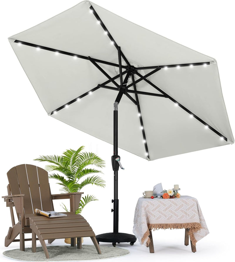 Load image into Gallery viewer, MASTERCANOPY Patio Umbrella with 32 Solar LED Lights 8 Ribs
