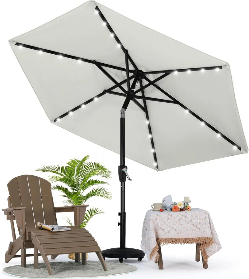 Load image into Gallery viewer, MASTERCANOPY Patio Umbrella with 32 Solar LED Lights 6/8 Ribs-CA
