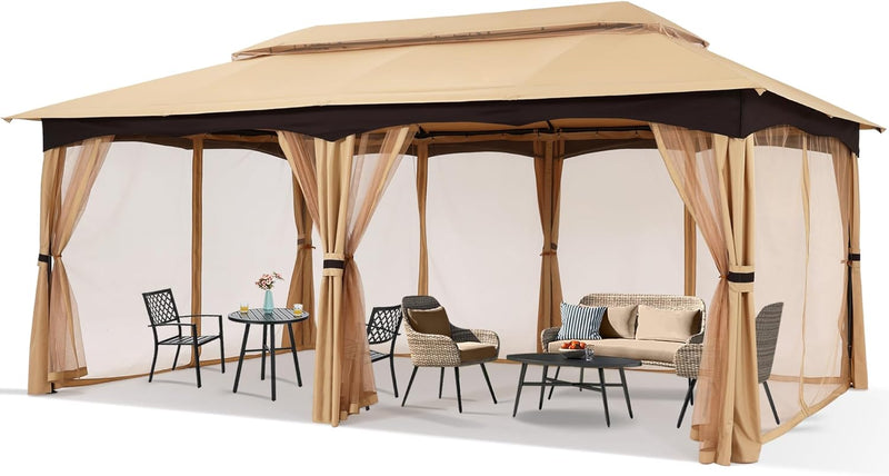 Load image into Gallery viewer, 10x20 Outdoor Patio Gazebo with Steel Frame and Netting Walls-CA
