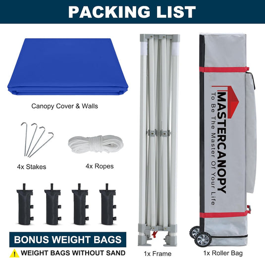 Mastercanopy Core-35 Premium Heavy Duty Instant Canopy Tent with Sidewalls - 10x10, 10x15, 10x20