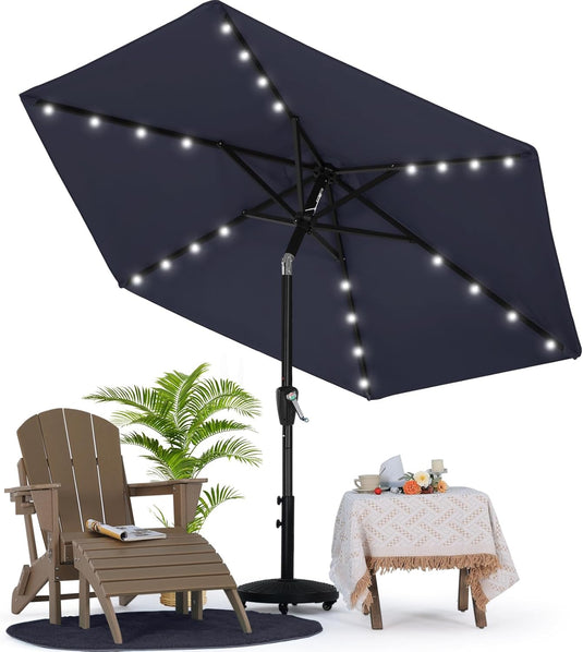 MASTERCANOPY Patio Umbrella with 32 Solar LED Lights 6/8 Ribs-CA