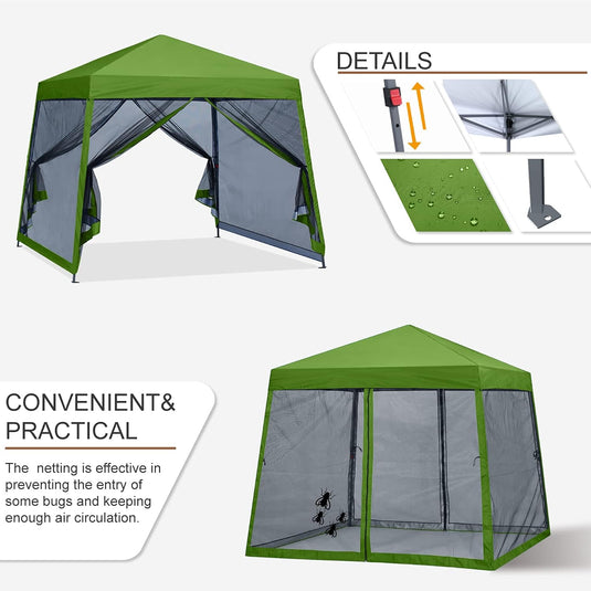 Leisure Sports Stable Pop-Up Canopy Tent with Mosquito Netting - 8x8, 10x10, 11x11