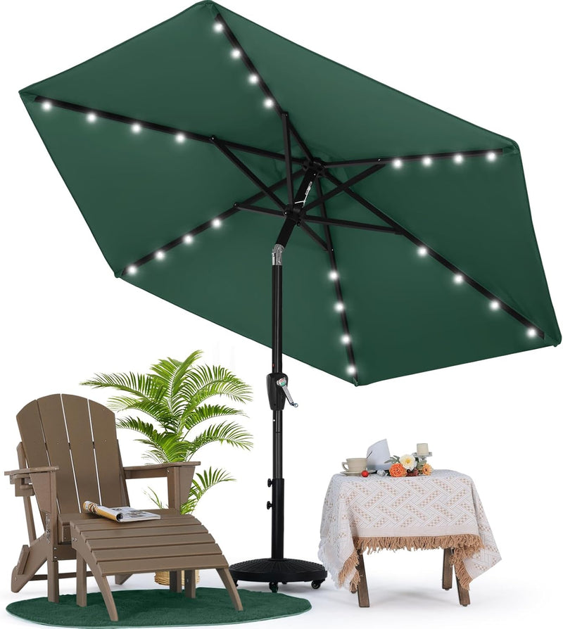 Load image into Gallery viewer, MASTERCANOPY Patio Umbrella with 32 Solar LED Lights 8 Ribs
